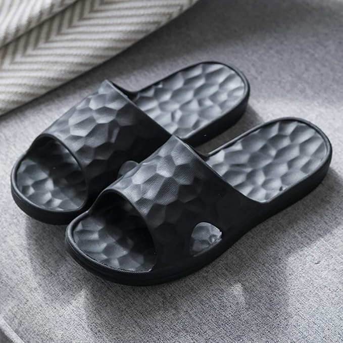 GOUMAO Unisex Adults? Men Flip Flops Male Flat Slippers Loafers Heat Proof Sandals Camouflage Flip Flops Home Bath Shoes Anti-Skidding Work Slipper Summer Stripe (43-44,Black)
