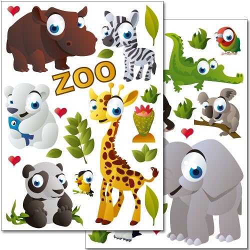 Set de stickers muraux Wandkings "Animaux du zoo" 37 autocollants sur
