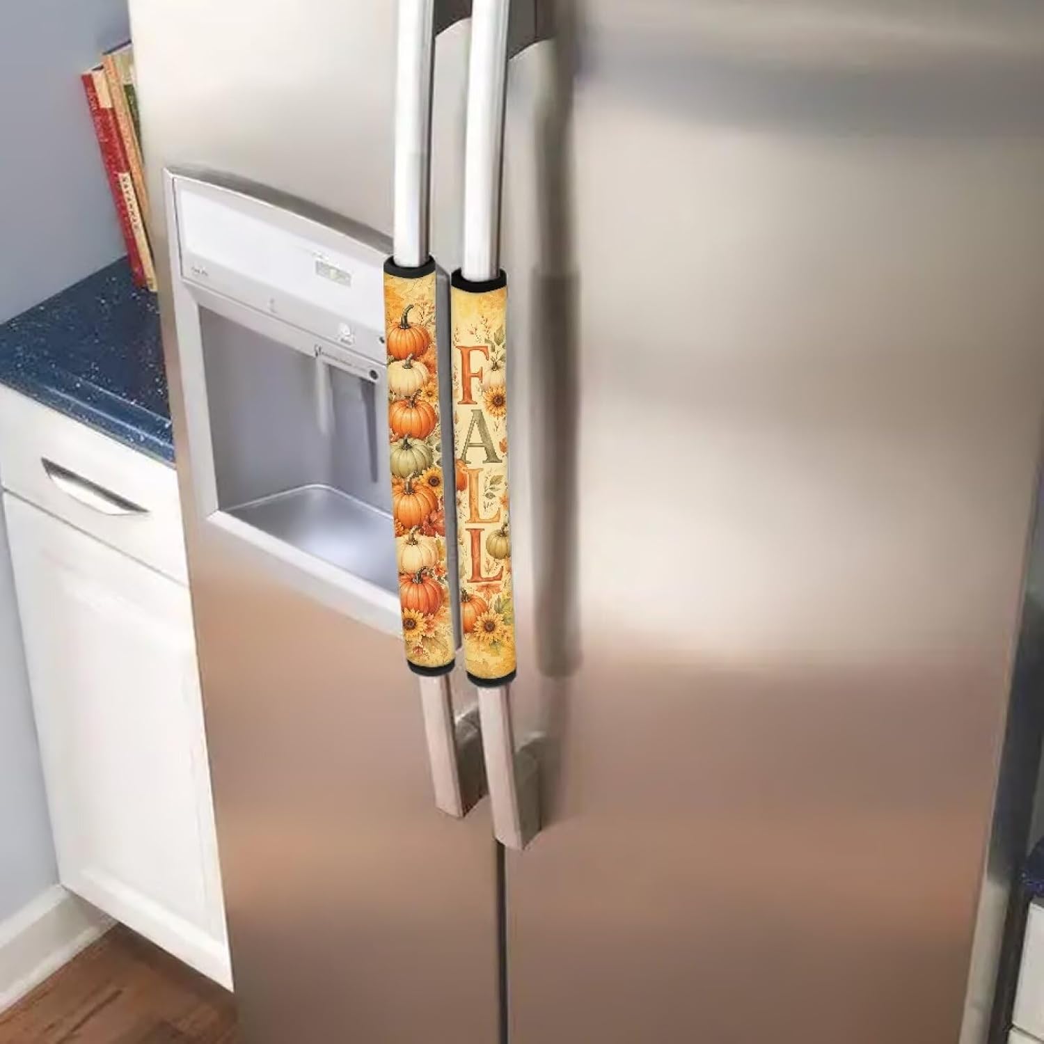Fall 6 Pcs Refrigerator Door Handle Covers Retro Pumpkin Sunflower Kitchen Appliance Decor Handles Washable Fridge Handle Covers for Fridge Microwave Stove Dishwasher Fall Decor