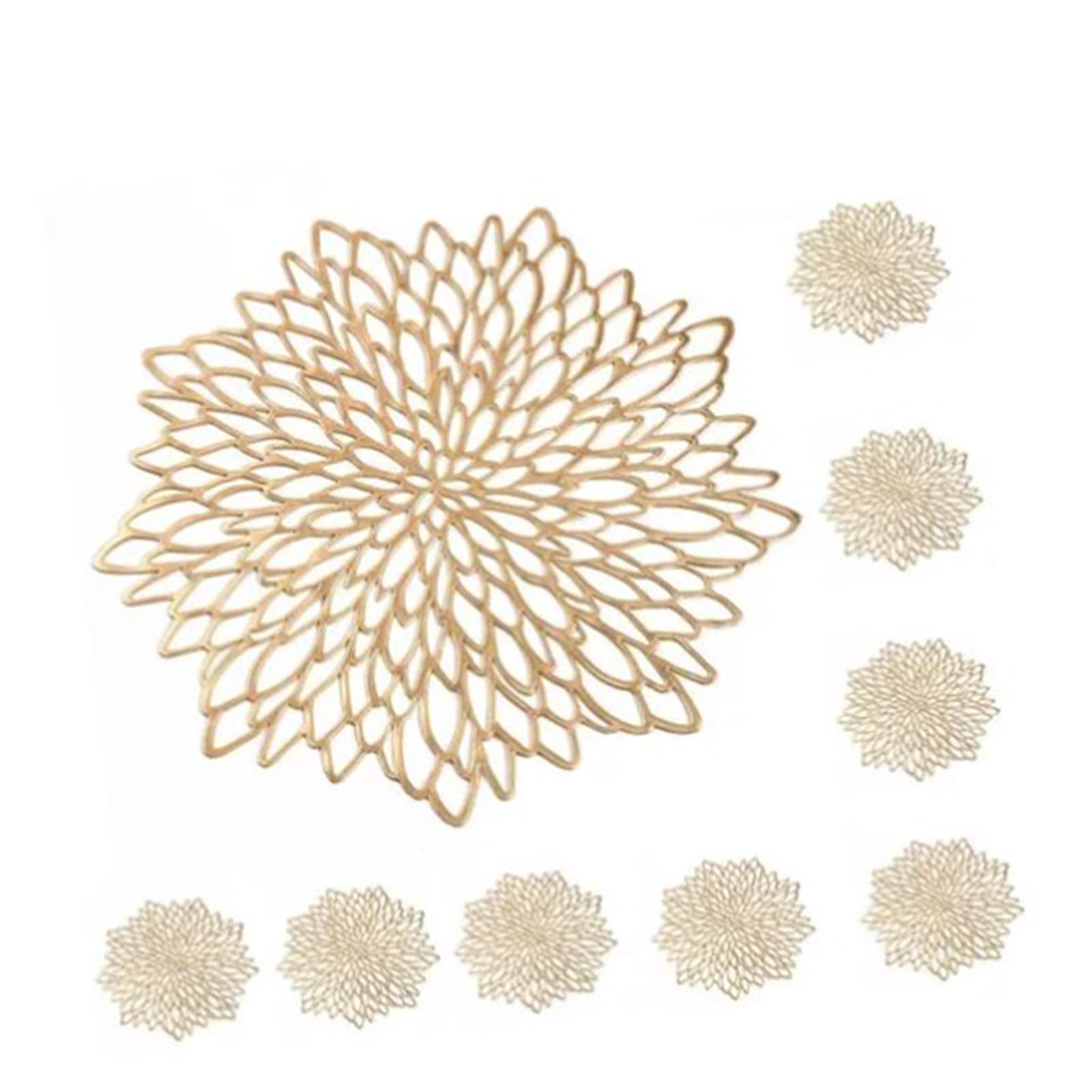 Sets de table creux en PVC Wakects x8 | Tapis de table fleur 15x15 pouces