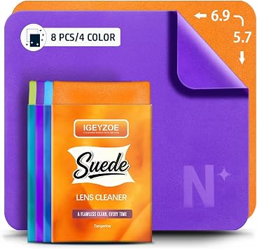 8-Pack Microfiber Lens Cleaning Cloths Eyeglass Lens Cleaner Glasses Cleaning Cloths Eyeglasses, Camera Lens, VR/AR Headset, and Screen Cleaning 4 Colors