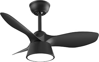 Ventilatore da soffitto nero 36 W 2680 lm 3 pale, 3 temperature, 35/47,5x82x82 cm