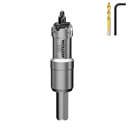 Miniatura 266 de Mollom Sierra perforadora de carburo resistente (2-1/2 pulgadas 2.520 in) con 2 brocas piloto, corte de agujeros de acero inoxidable, acero suave