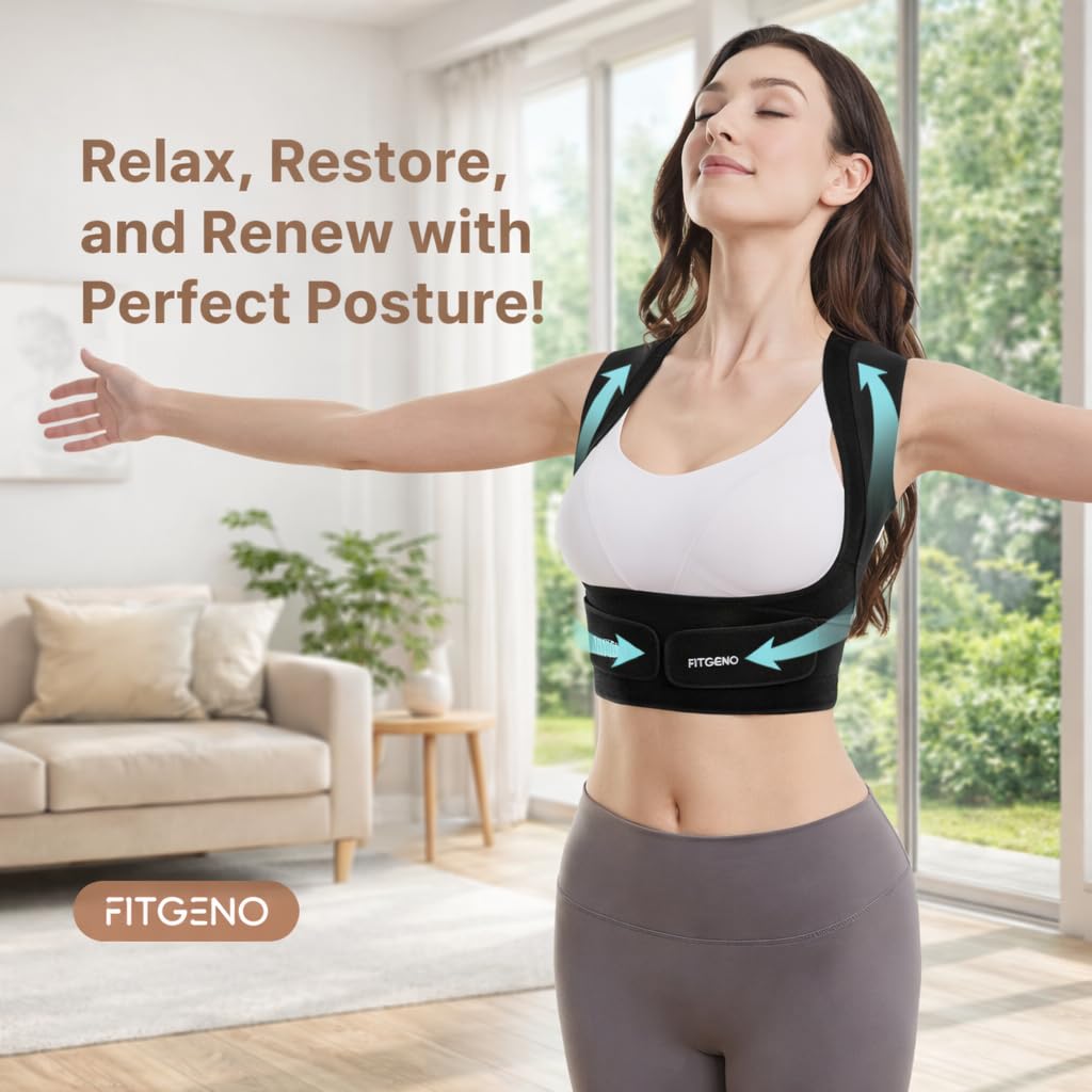 Fit Geno Posture Corrector for Women Invisilite: Invisible Lightweight Back Brace for Neck Shoulder & Upper Back Pain Relief - Improve Posture Correct Hunchback Slouching Under Clothes X-Large - Image 7