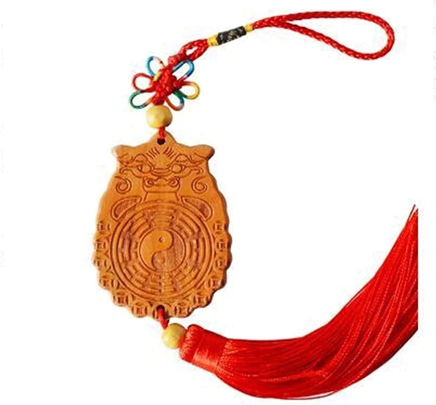 YATUOPNG Chinese Feng Shui Gossip Mirror-Vintage Convex Concave Bagua Mirror-Mahogany Small Mirror Pendant Double Dragon Shaped Home Supplies(Onecolor)