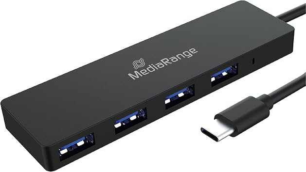 MEDIARANGE USB Type-CTM to USB 3.0 Distributor 14 Bus-Powered Black