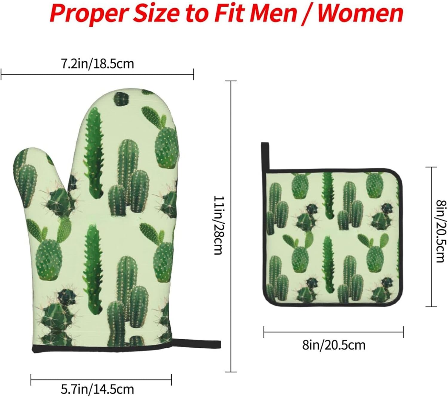 Cactus. Print Heat Resistant Microwave Gloves, Used for Baking, Cooking, and Fashion Kitchen Essentials