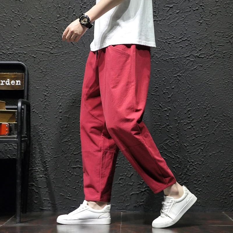 Cotton Ankle Length Pants Spring Summer Casual Pants Man Trendy Korean Loose Pants Men3