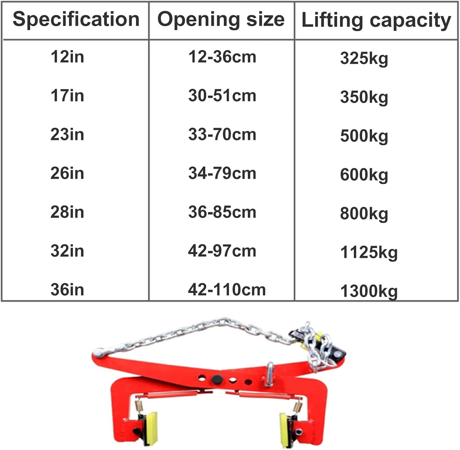 17in Thickened Chain Link Lifting Tongs, Heavy-Duty Steel Clamp for Rigging, Ideal for Lifting Granite, Glass, Metal Slabs & Roadside Stone Handling,26in