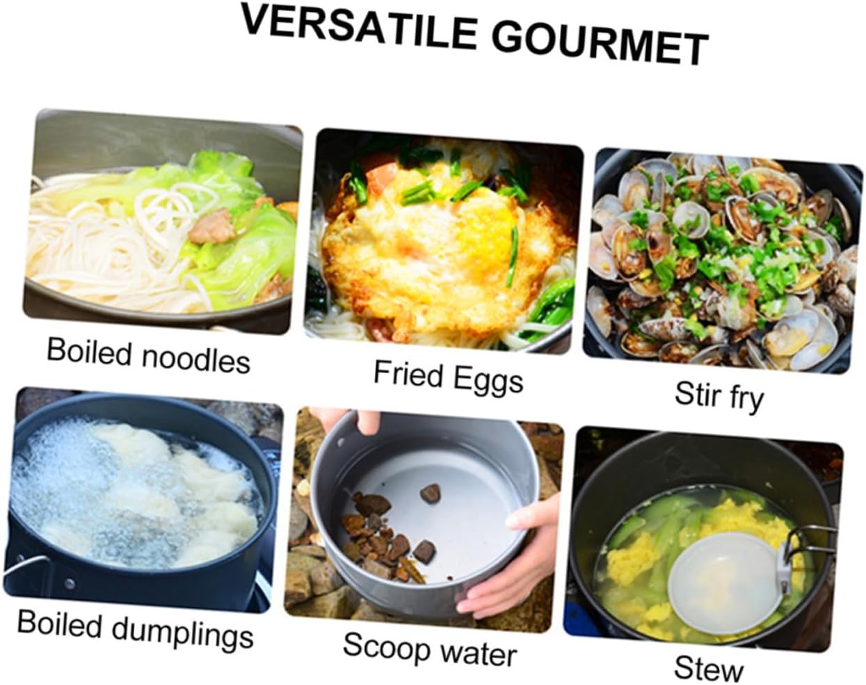 Aluminum Camping Cookware 2-Person Cooking Set for Outdoor Activities Heat Protection