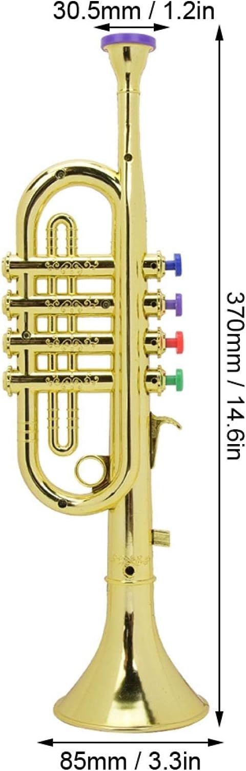 Golden Coated Trumpet, Kid Wind Instrument with 4 Color Keys Full ＆ Loud Sound Early Education Toy Plastic Trumpet Gift Easy to Learn for Boys, Girls : Toys & Games