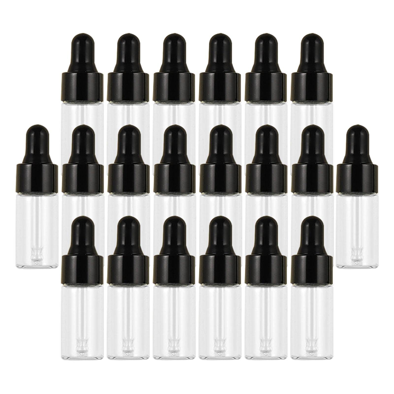 5 zestaw 20 szt. puste szklane butelki z zakraplaczem pojemniki na perfumy oleje płyny czarne 3 ml