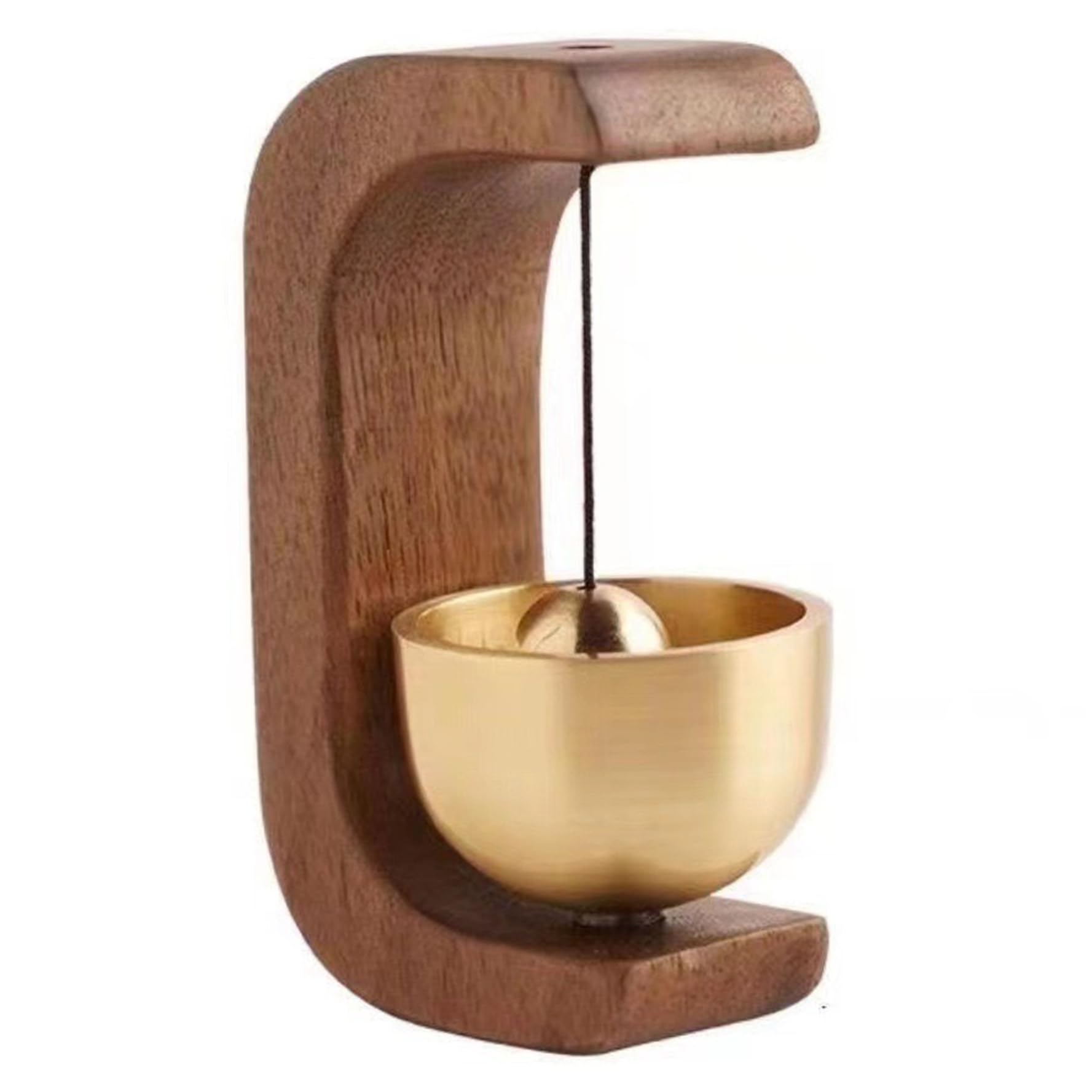 Aetherize Walnut Color Door Chime Magnetic C-Shaped Door Harp Wooden Cute Decorative Entry Chime Doorbell For Opening Shopkeepers Business, Harp
