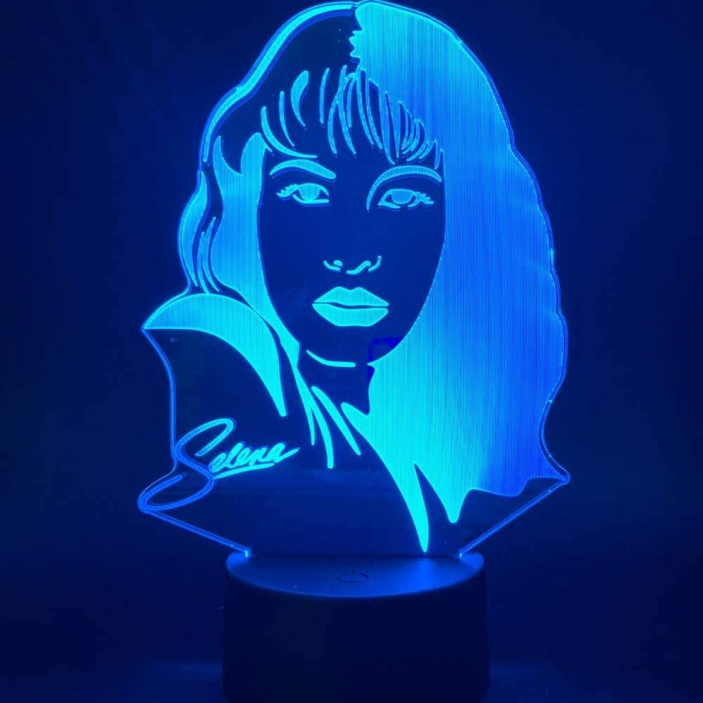 althiqahkey Celebrity Selena Gomez Figure Led Night Light for Home Decor Office Room Fans 3D Desk Variable Color Night Lamp