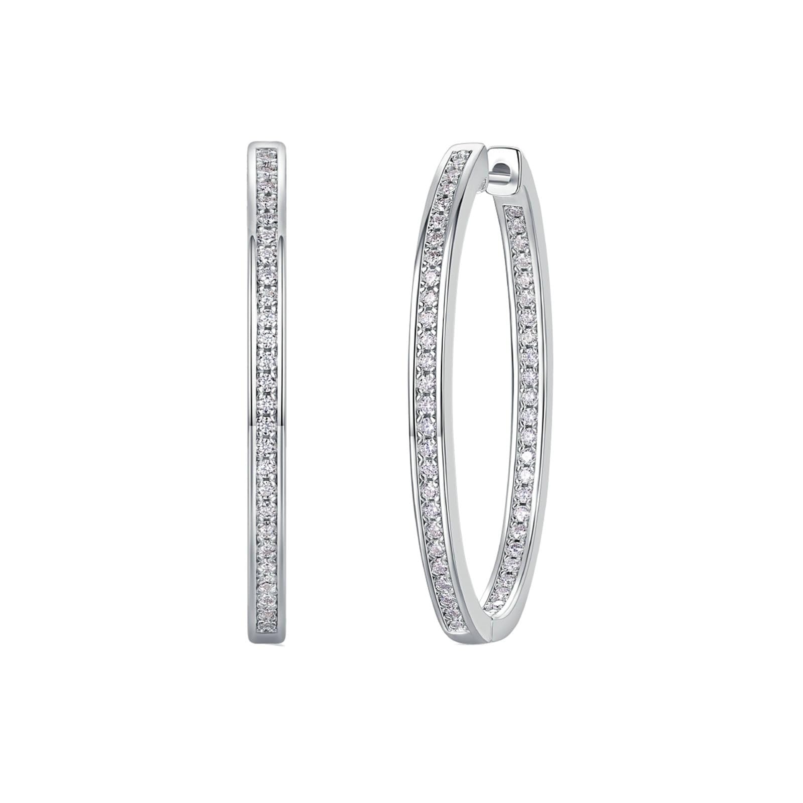 Kolczyki złoto 18K Au750 prawdziwe złoto biżuteria z okrągłym moissanit, wieczność Platinum PT950 Creole