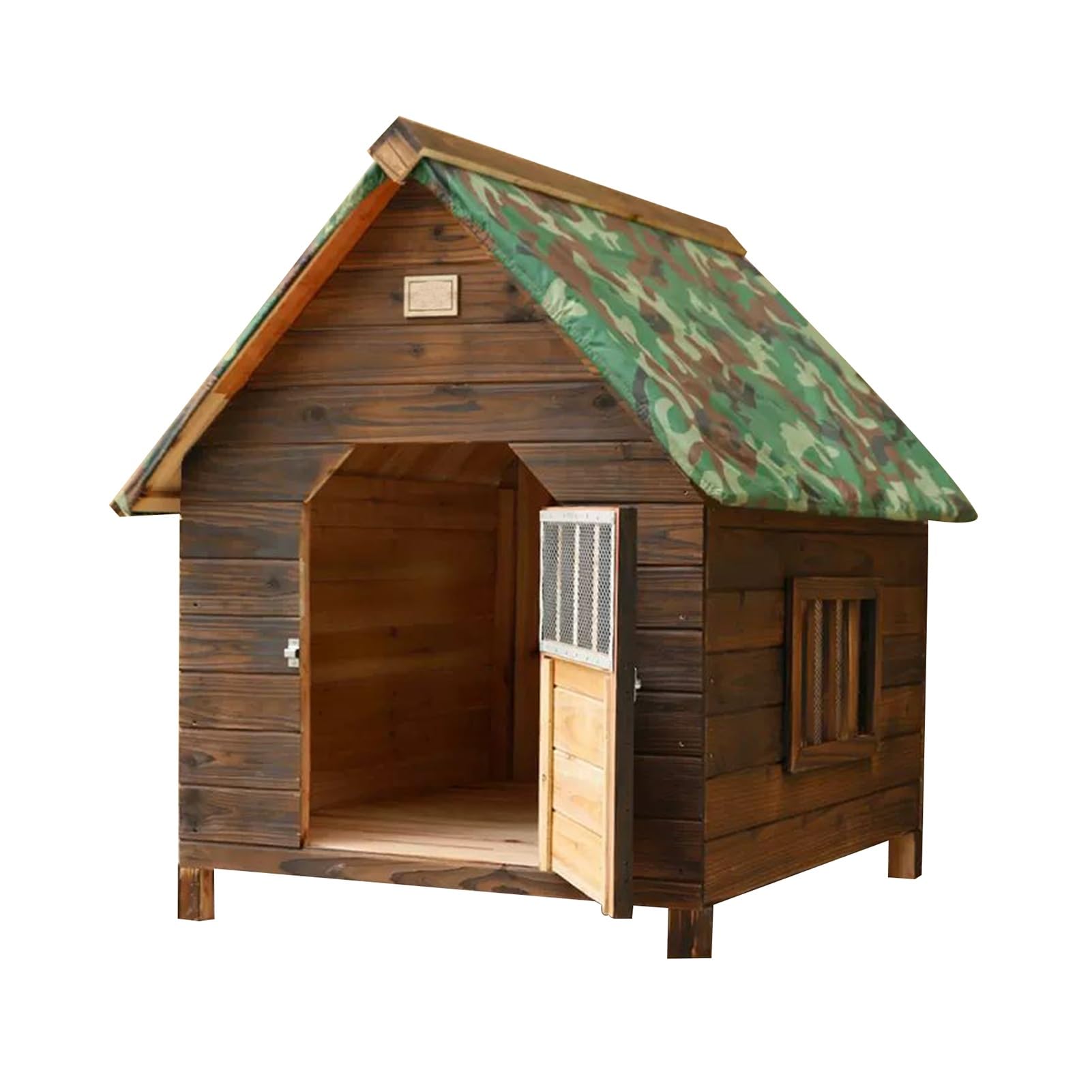 Casa for perros de madera con ventana y puerta Jaula for perros Caseta for mascotas resistente a la intemperie y al viento Ideal for mascotas pequeñas, medianas y grandes en interiores y exteriores(Si