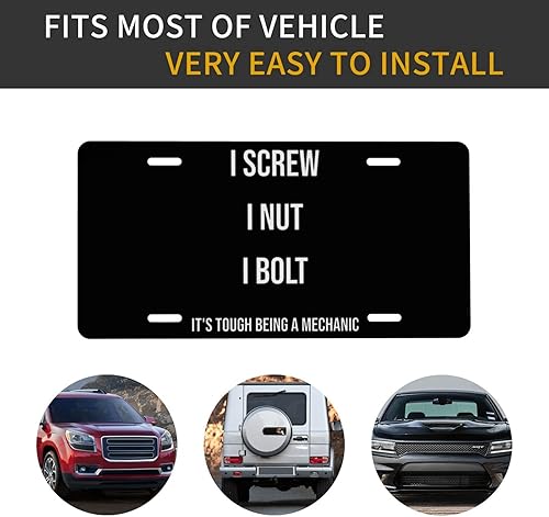 Miniatura 8 de I Screw I Nut I Bolt It's Tough Being Front - Cubiertas para placa de matrícula de 5.9 x 11.8 in, divertido letrero decorativo para automóvil