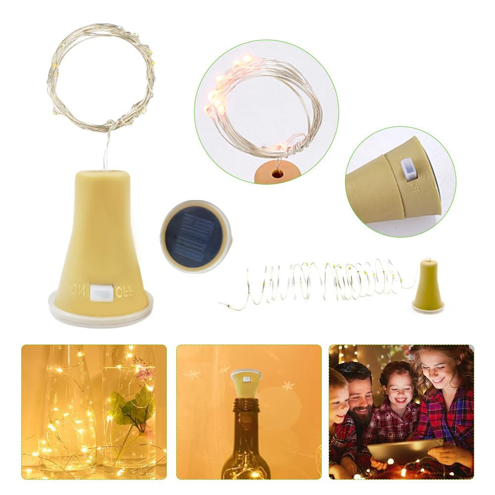 Flessenlicht op batterijen, flessenlichtketting met kurk, 2 meter, 20 LED's,voor buiten/binnen, decoratie voor feest, bruiloft, Kerstmis, warm wit, 16 stuks