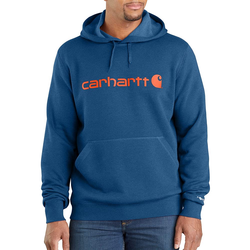 Carhartt Men's Force Delmont Signature Graphic -Hooded -Sweatshirt, Light Huron Heather, 4X-Large
