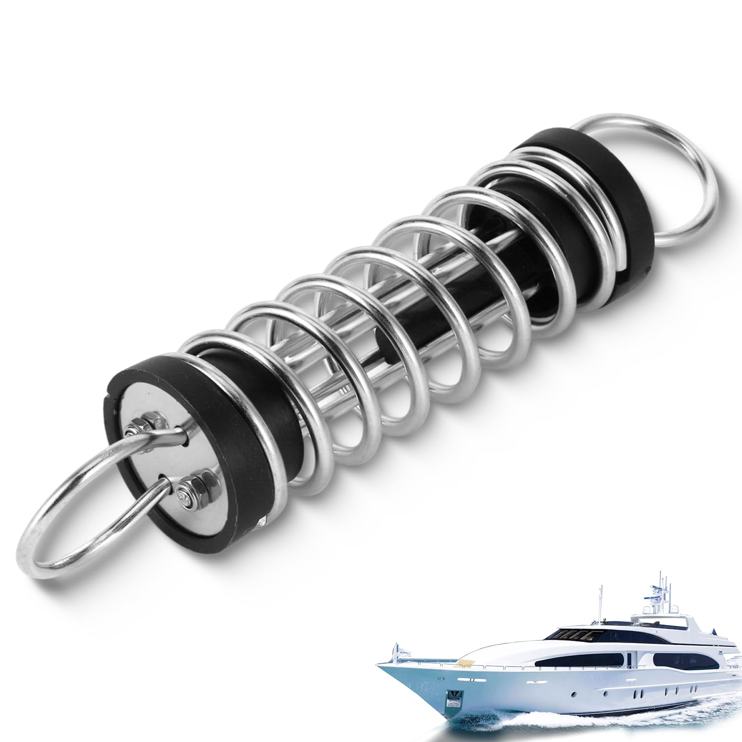 Tissting Molla per Ormeggio 300mm, Molla di Ormeggio in Acciaio Inox Molla Ammortizzante Ancoraggio per Barca Ancoraggio Accessori Hardware per Ancoraggio per Yacht Gonfiabile per Kayak