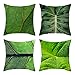 Lieson Juego de 4 fundas de almohada cuadradas de 20 x 20 cm, para habitación de niños, color verde, 50 x 50 cm, diseño de hojas, poliéster