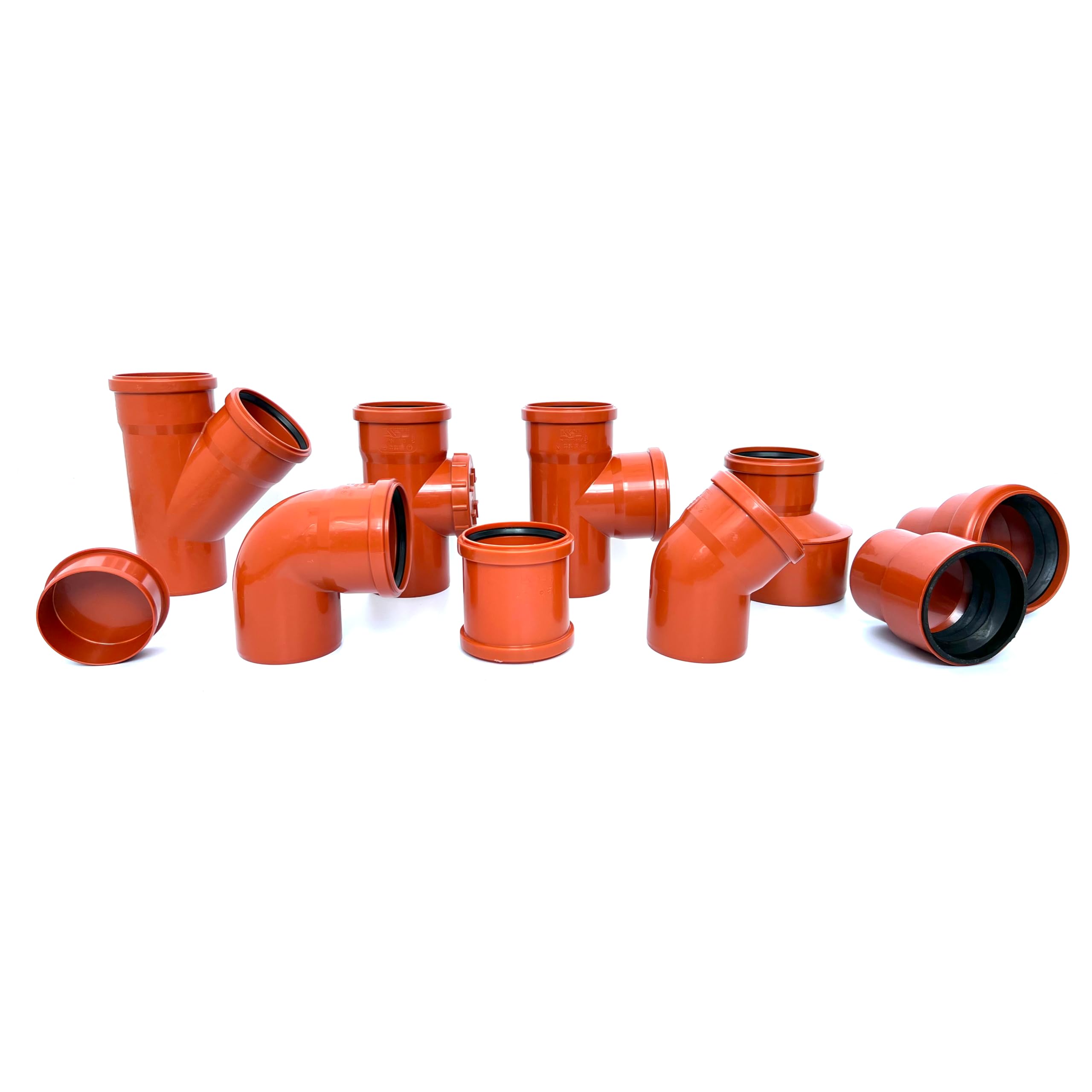 KG Reduktion DN 250/200 PVC-U-Verbinder Übergangsrohr Reduzierstück Rohrreduzierung mit Dichtung für externe Entwässerungssysteme Gummidichtung Abwasser Kanalrohrsystem