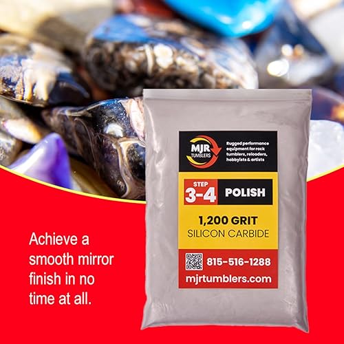 Miniatura 57 de 5 libras de grano de pulido de roca de carburo de silicio grueso MJR Tumblers Premium 60/90 para el paso/etapa 1, MJR Tumblers es una empresa