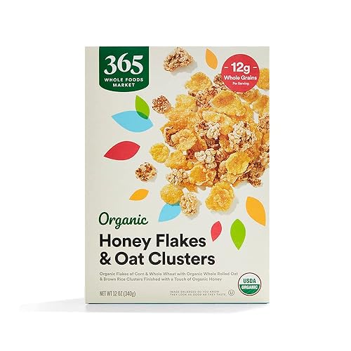 365 by Whole Foods Market, Cereal Honey Flakes And Avena Clusters Orgánico, 12 onzas