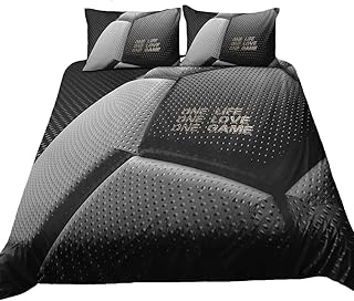 Suncloris 3D Sports Football Bedding Duvet Cover Set Men Teen Boys Soccer Ball Football Lover Bedding with Pillowcase Comforter Cover for Kids and Adults Bedspread Cover (Twin)