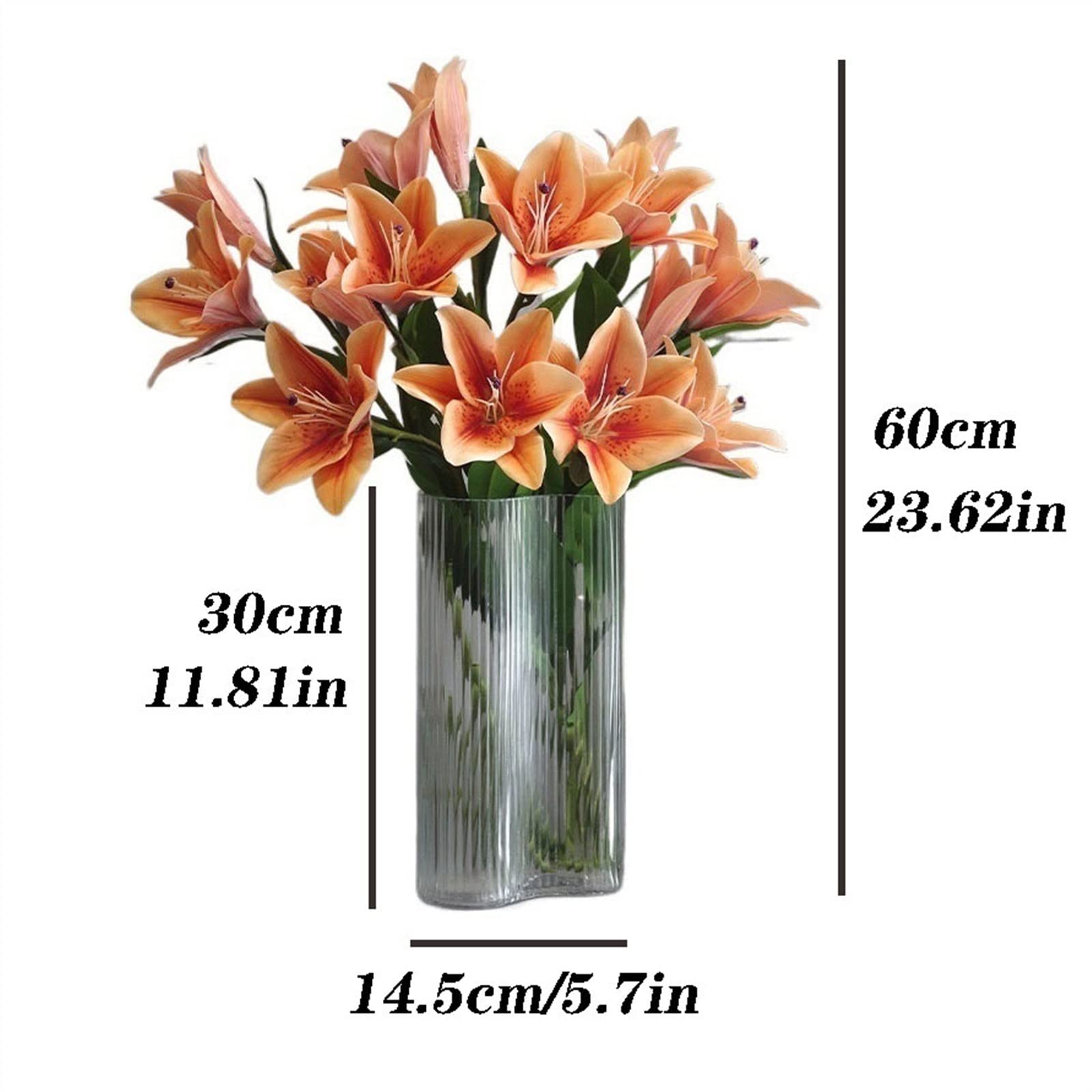 Fiori artificiali Bouquet di simulazione di gigli Ornamenti di fiori finti di alta qualità Sensazione di bagnato Decorazione interna di lusso leggera Bouquet di fiori artificiali Decorazioni per la ca