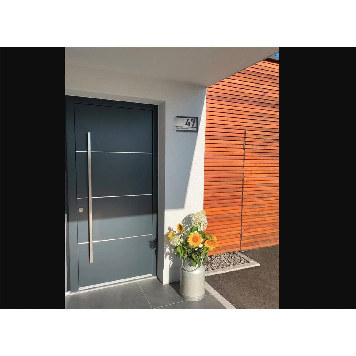 Metzler® numéro de maison en acier inoxydable avec effet 3D et gravure laser résistante gris anthracite RAL 7016 – robustesse extérieure facile à entretenir – personnalisation adresse