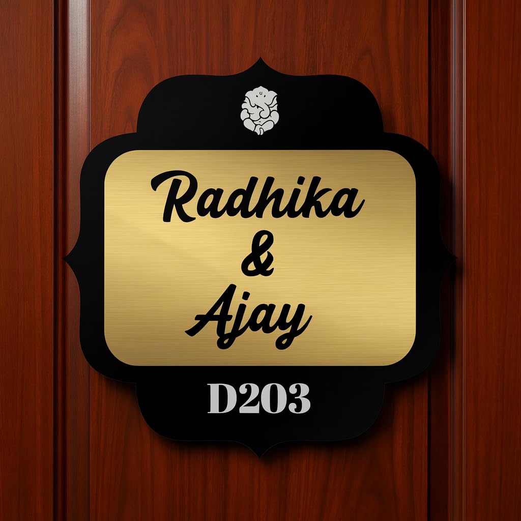 Personalized Acrylic Name Plate Signage For House,Black & Silver Engraving Custom Self-Adhesive Name Board (12 X 4 Inches,Brushed Gold) — Amazon image 11