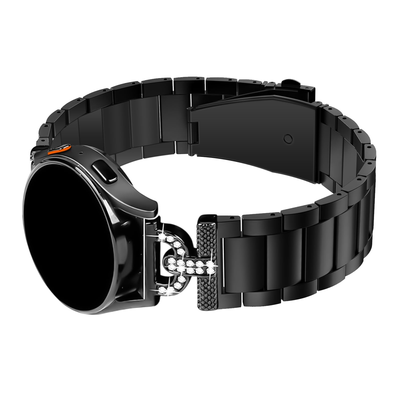 HAYONLIY Stainless Steel Band Compatible with Samsung Galaxy Watch 7/6/5/4/FE 40mm 44mm, 5 Pro, Watch 4/6 Classic 42mm 46mm 43mm 47mm, 20mm Metal Strap Bling Adjustable Women Dressy Wristband