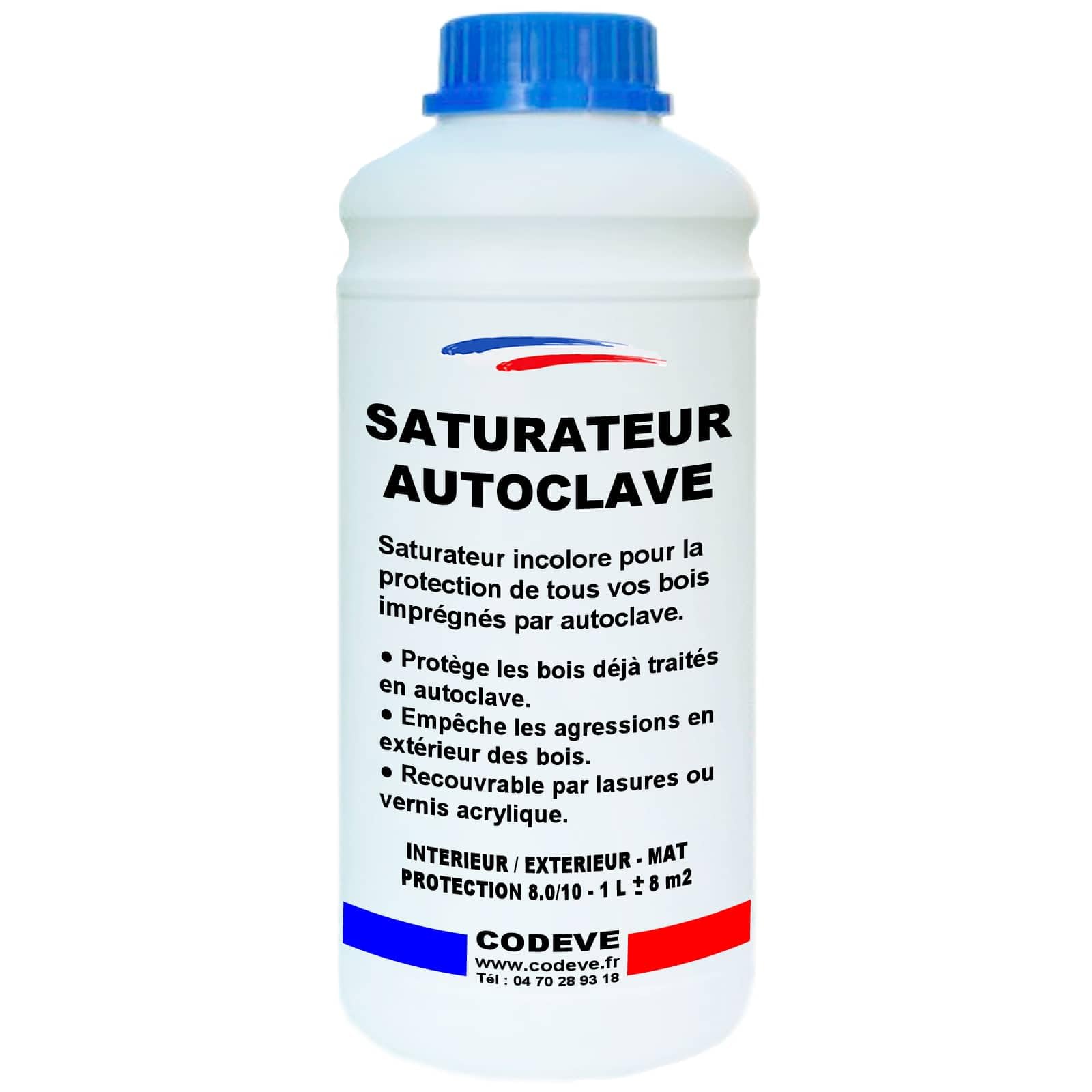 Saturateur Bois Autoclave - Codeve Bois - 1L - Intérieur/​extérieur - Pour Compléter La Protection D'un Bois Déjà Imprégné En Autoclave.