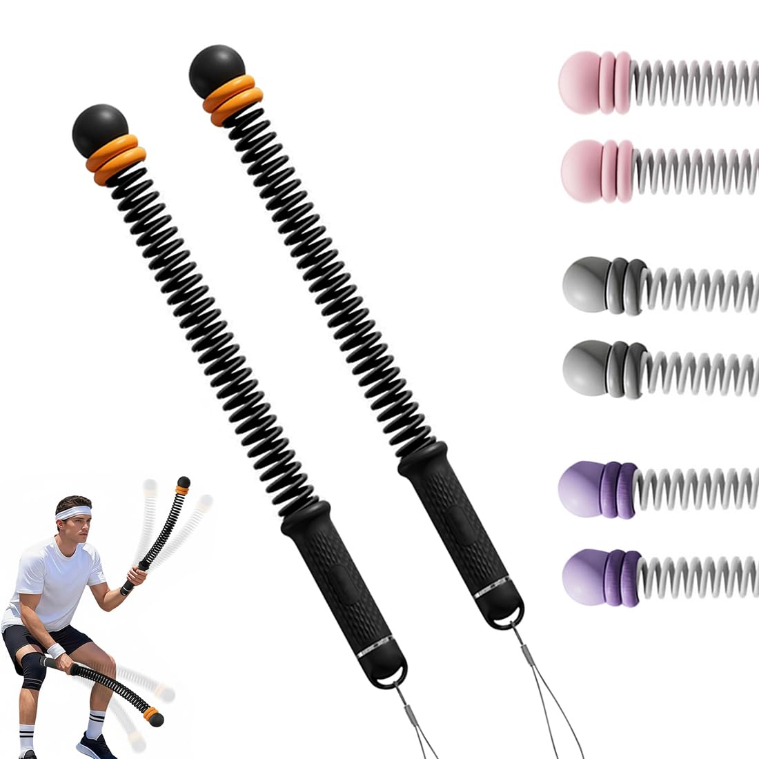 2pcs Ropeless Battle Ropes with Adjustable Weights, Portable Cordless Battle Ropes, Silent Home Workout Equipment for Full Body Toning, Fat Burning & Cardio, Gifts for Gym Lovers (Black)
