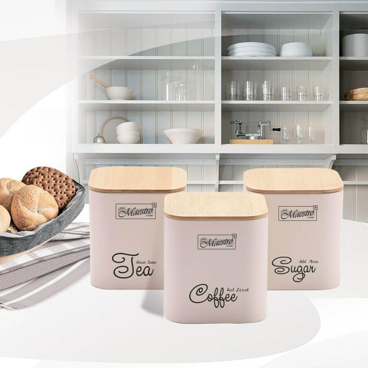 Feel Maestro Set of Jars MR-1775-3S-IVORY 3 Units