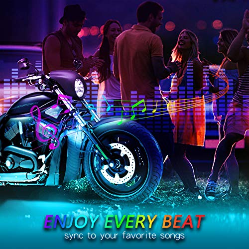 AMBOTHER 12Pcs Motorcycle LED Light Kits Strips Waterproof Multicolor IR/RF Remote Controllers Underglow Accent Glow Neon Ground Effect Atmosphere Lights Lamp for Harely Davidson Motorcycle - Thumbnail 7