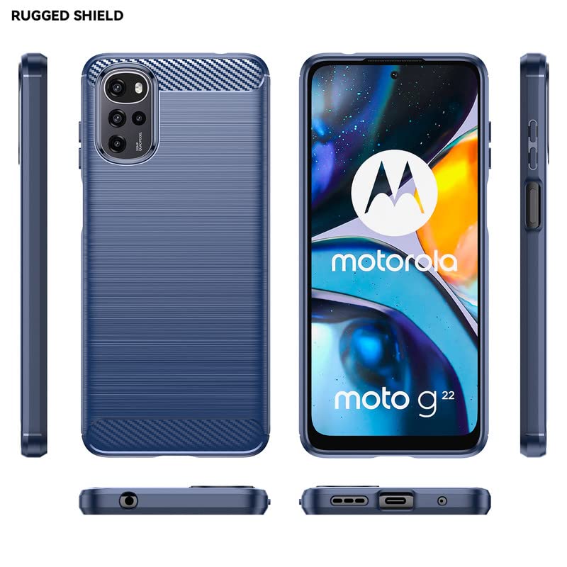 Image of Hybrid Carbon Fiber Back Case for Motorola Moto G22 (Blue)