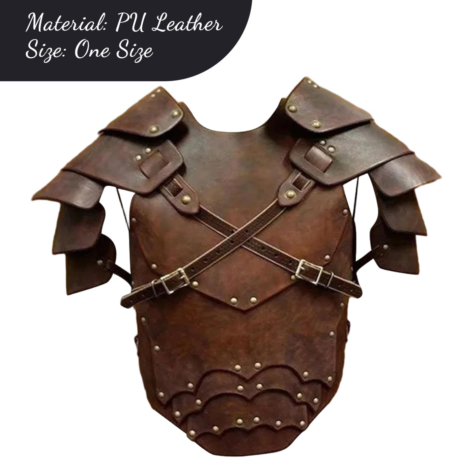 Jorzer Costume da Cavaliere Medievale Armatura in Pelle PU Armatura Toracica Regolabile Pettorale Vichingo per la Festa Cosplay di Halloween