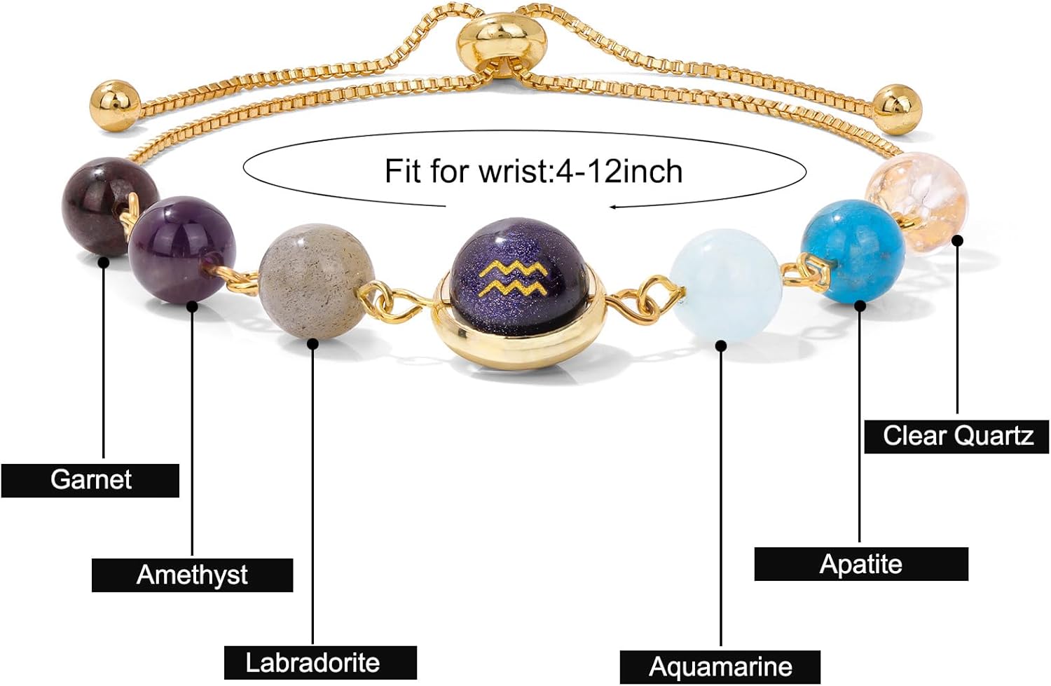 Raicegs Zodiac Bracelets for Women 18K Gold Plated Natural Stone Zodiac Sign Bracelets Gemstone Beads Healing Crystal Bracelets Constellation Horoscope Jewelry Gifts - Image 5