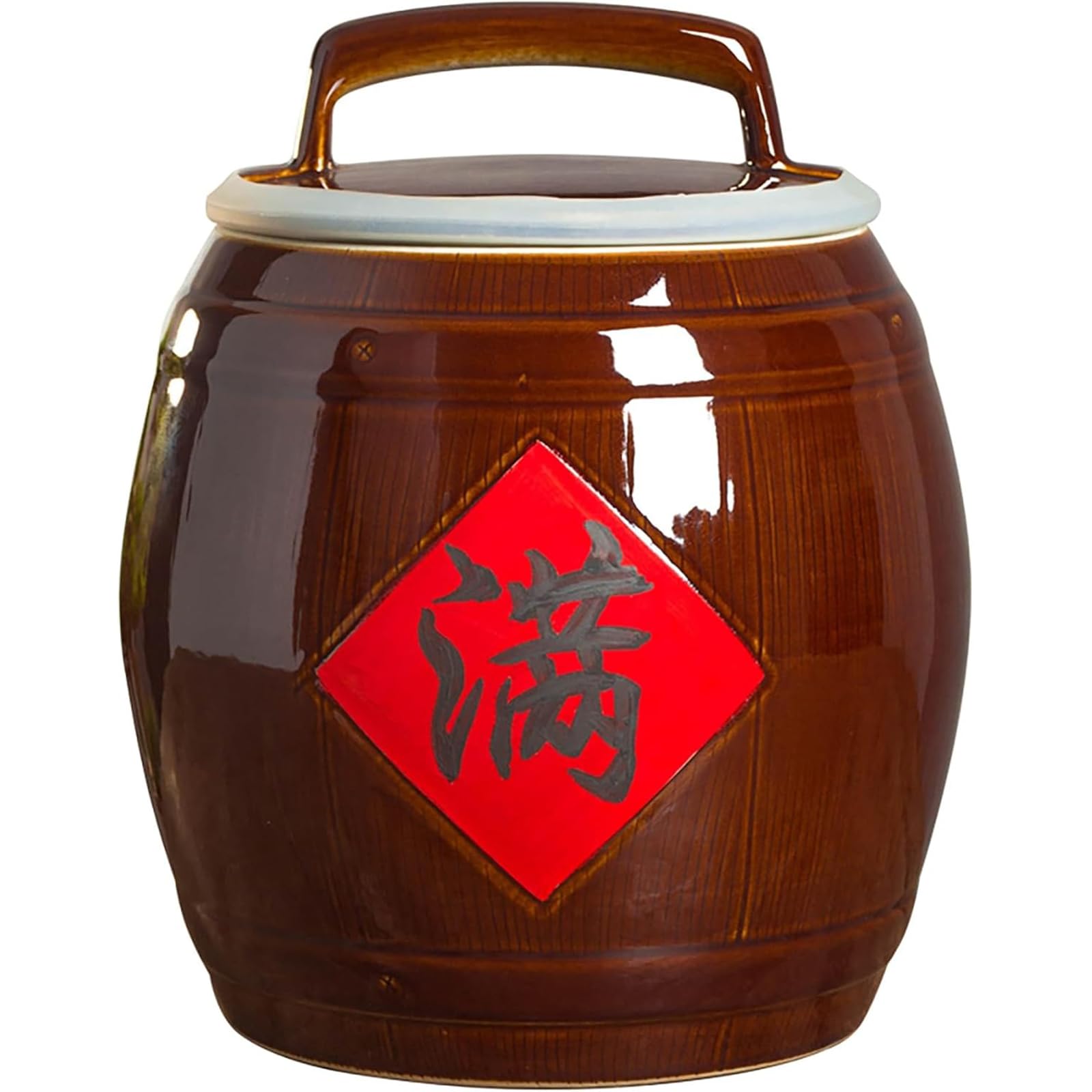 MESCXTY Ceramic Rice Container Storage Bucket with Lid,Airtight Bulk Food Storage,Traditional Chinese Style Jars, for Rice, Flour,Food 25kg