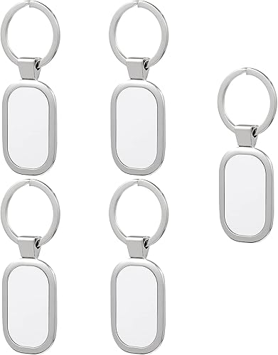 ARTIBETTER 5 llaveros en blanco, llavero de transferencia de calor, llavero de metal DIY llavero en blanco con llaveros para hacer regalos, Plata 1