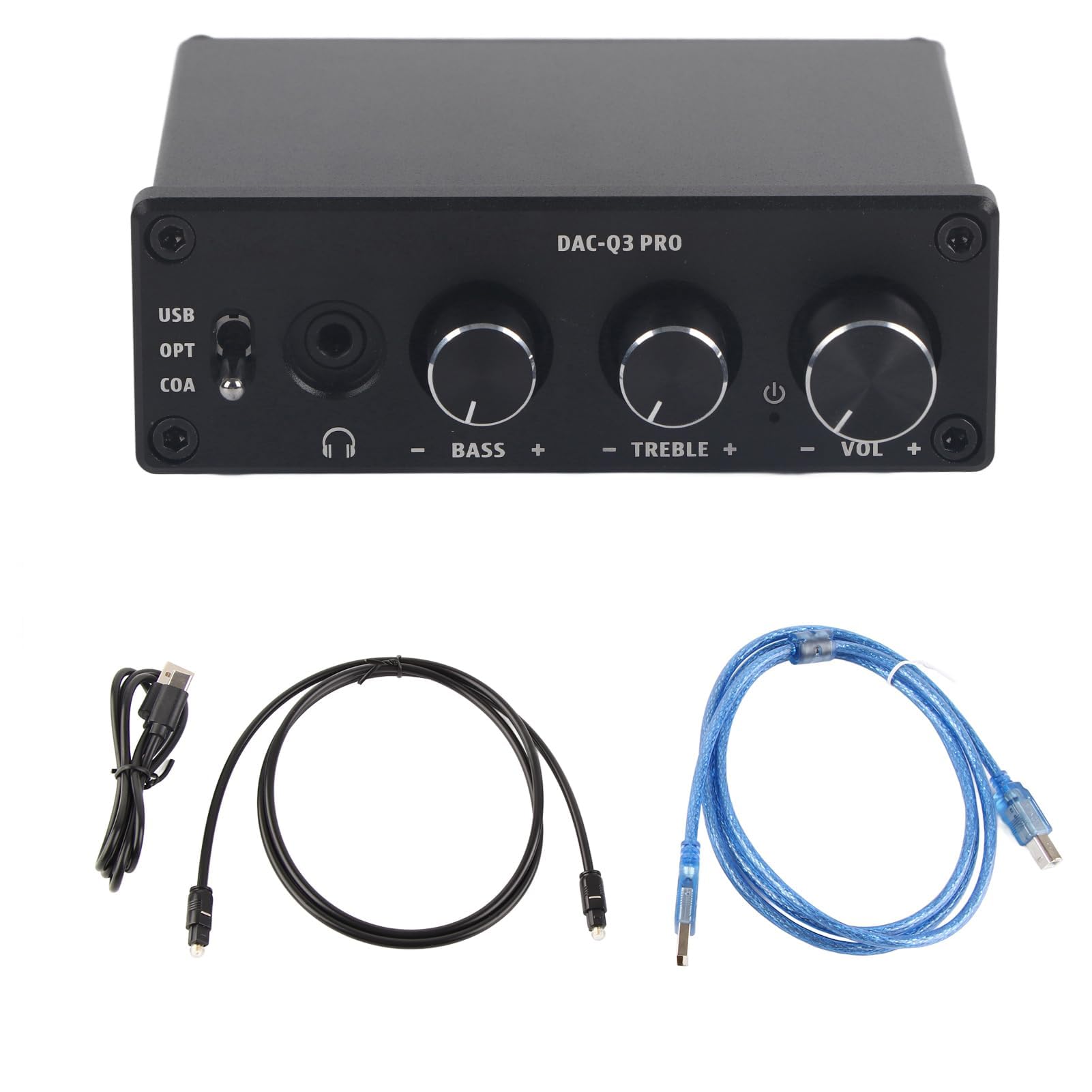 Convertisseur Audio Numérique vers Analogique AC Q3 Pro DAC, Convertisseur Audio avec Amplificateur De Casque, Décodeur Audio Numérique vers Analogique pour Casque 3,5 Mm(Noir)