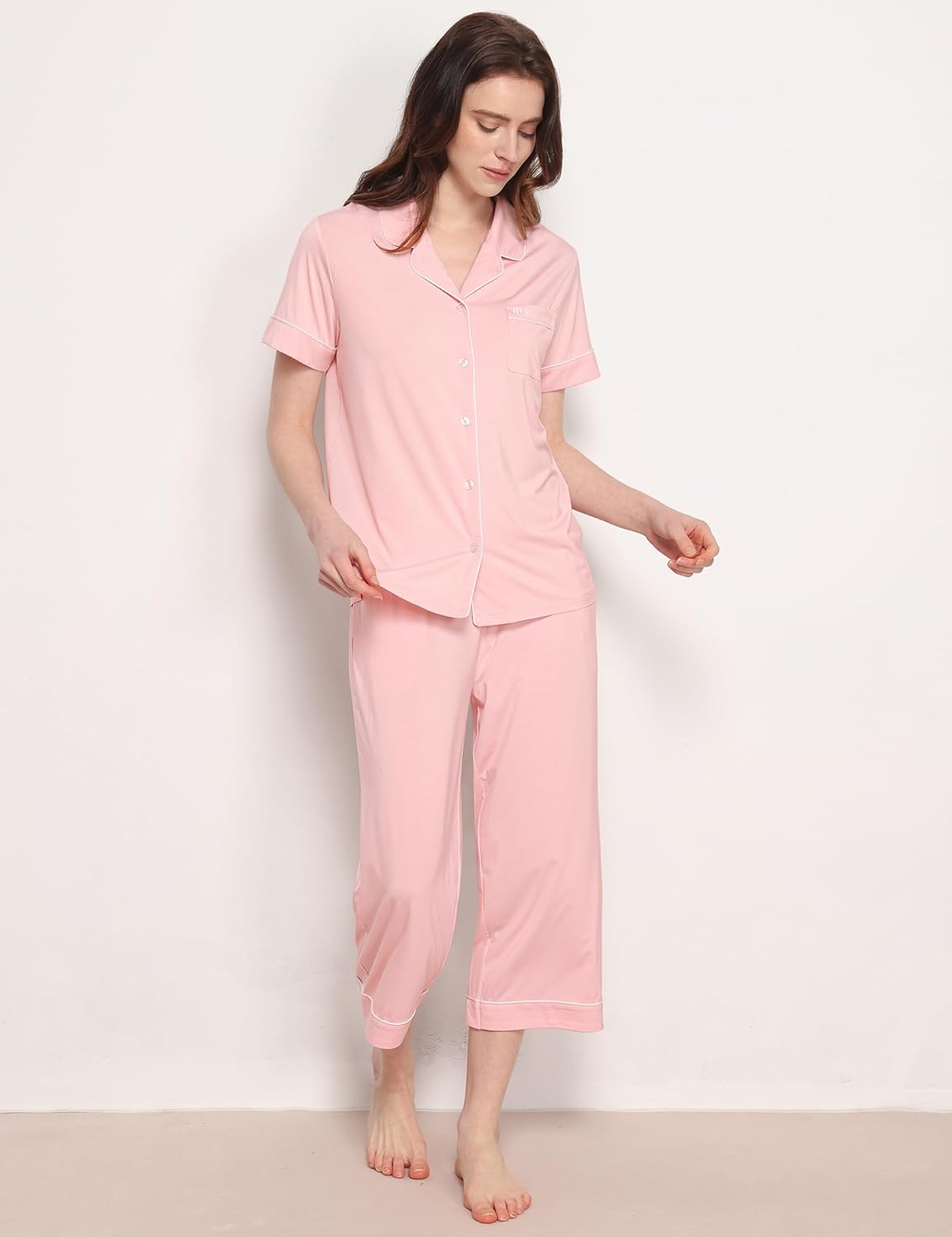 GYS Premium Womens Pajama Set Bamboo Viscose 2 Piece Short Sleeve Sleepwear - Image 2