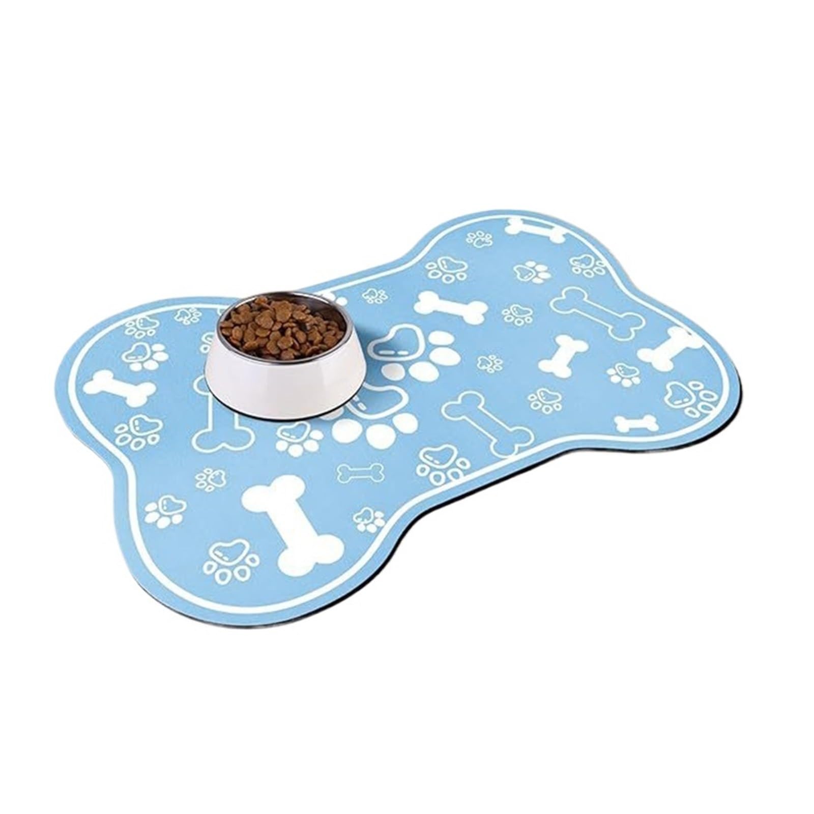 Tapis gamelle chat en forme d'os 50x80cm absorbant et antidérapant