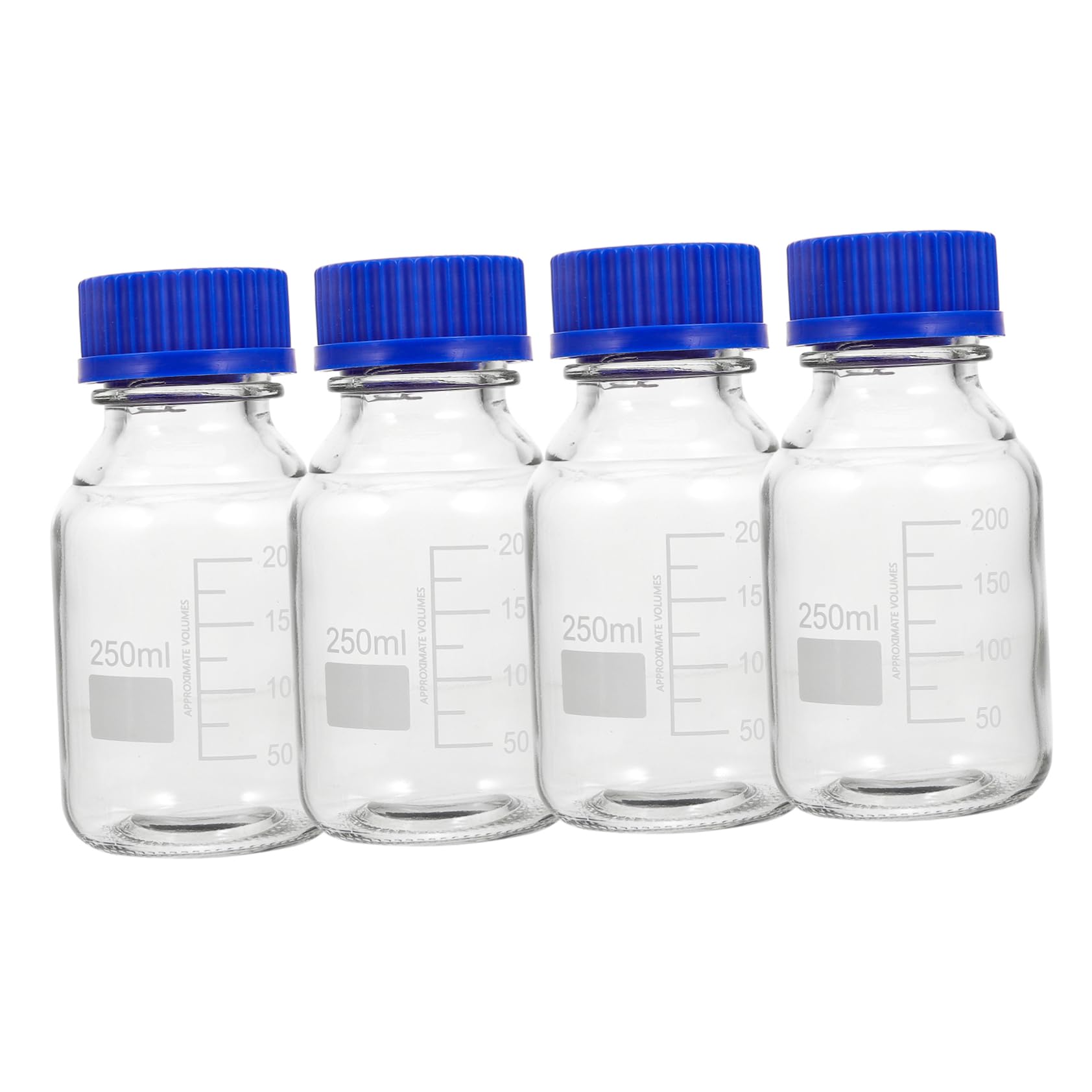 Gatuida 4piezas Frascos Graduados De Almacenamiento De Reactivos De Vidrio Con Tapas De Botellas Transparentes Para y Reactivos