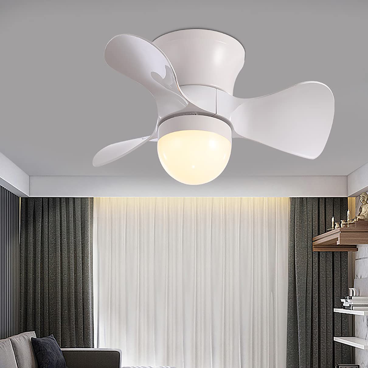 HXYSXHJUO Kids Ceiling Fans with Lights Fan Light Remote Control Reversible Silent 6 Speeds Bedrooms Dimmable Led and Timer-White