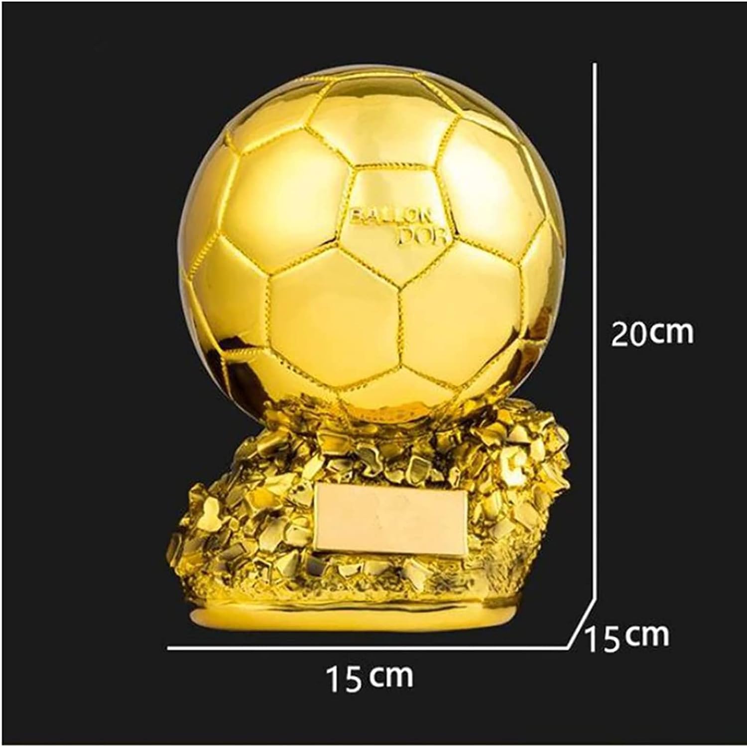 Trofeo Balón de Oro Fútbol Resina 20cm Decoración Hogar Recuerdo Regalo