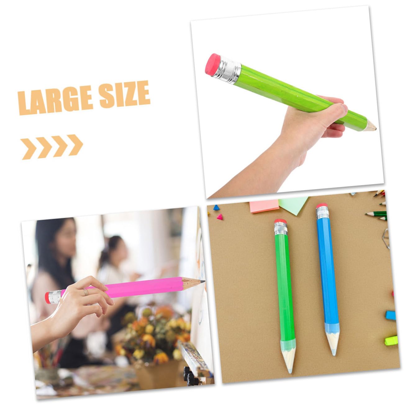 4pièces Lot De Crayons Géants Bois Colorés Pour Dessin Et Écriture Accessoire De Papeterie Et Projet Garçon Fille
