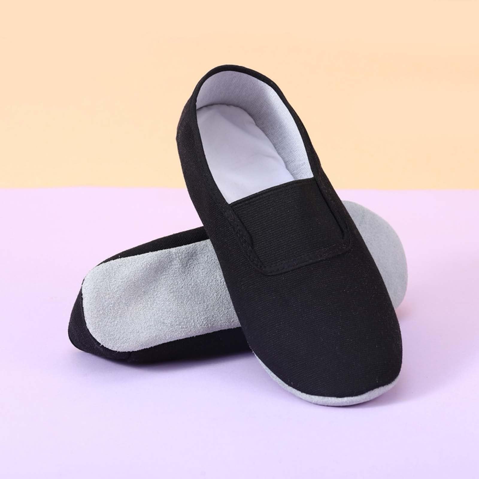 Générique Chaussures De Ballet Pour Enfants Chaussons Gymnastique Antidérapants Avec Toile Lin Semelle Sandales Avec Col élastique Légères Respirantes De Danse Et Fitness (4-12 Ans)